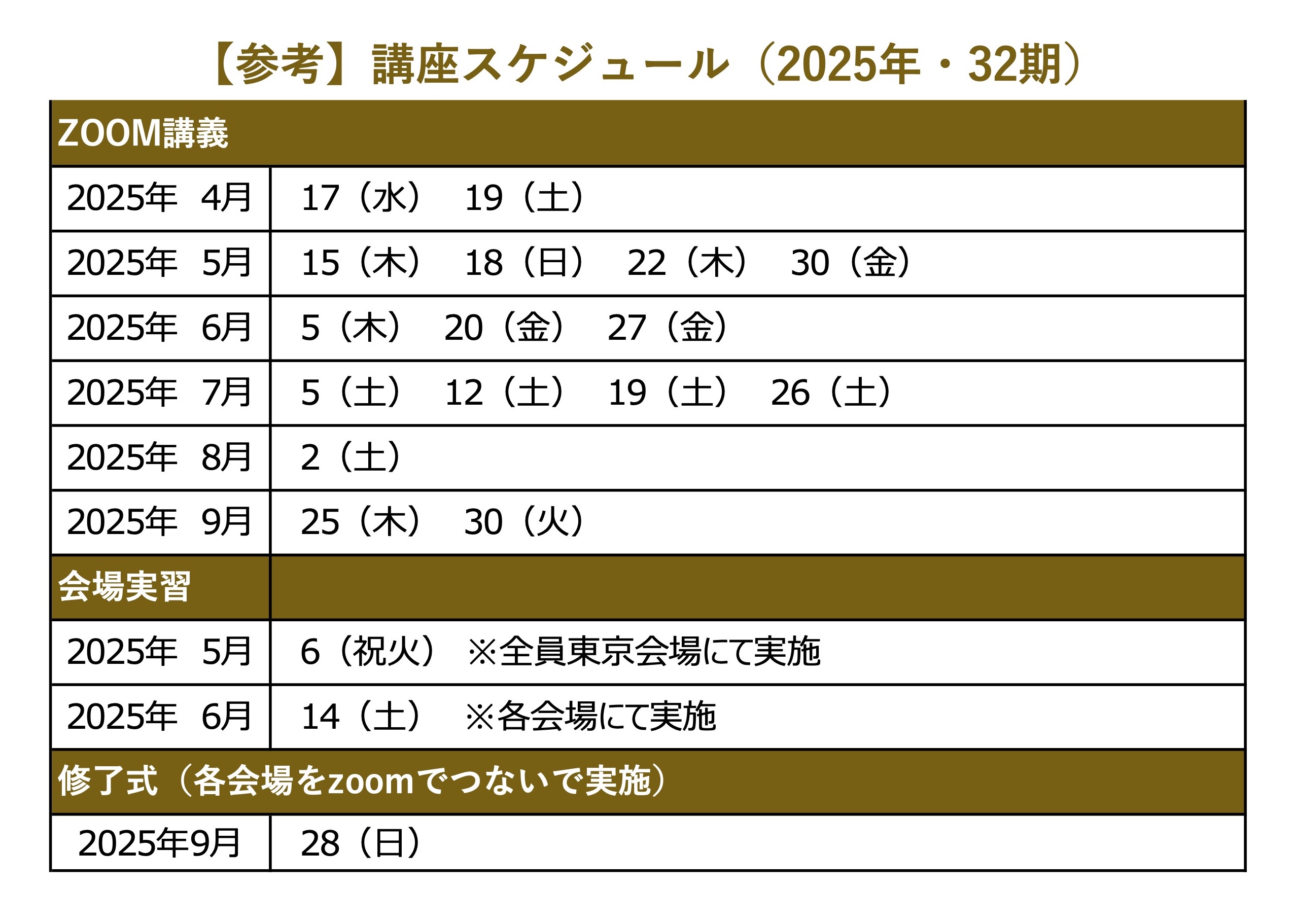 講座スケジュール